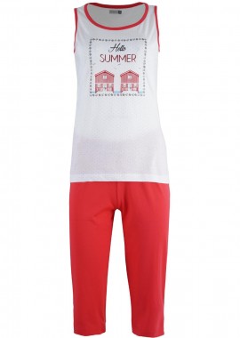 Γυναικεία karepliu πυζάμα κάπρι. Comfortable style ΚΟΚΚΙΝΟ