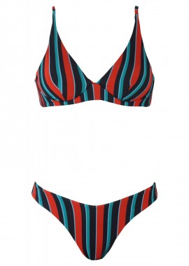 gsecret - Set μαγιό ριγέ αποσπώμενη ενίσχυση bikini brazilliane.Καλύπτει Β Cup. ΜΑΥΡΟ