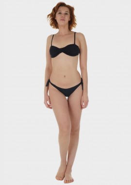 gsecret - Γυναικείο σετ μαγιό bikini μονόχρωμο strapless ενσωματωμένη επένδυση slip κανονική γραμμή.Καλύπτει B Cup ΜΑΥΡΟ