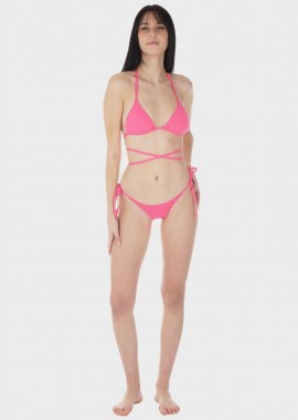 gsecret - Γυναικείο σετ μαγιό bikini τριγωνάκι μονόχρωμο αποσπώμενη επένδυση slip brazil.Καλύπτει B CUP ΡΟΖ