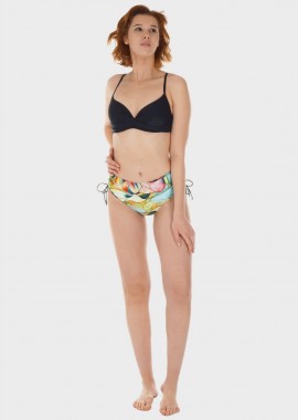 gsecret - Γυναικείο σετ μαγιό bikini ενσωματωμένη ενίσχυση slip all print ψηλόμεσο. Καλύπτει C-D CUP. ΜΑΥΡΟ
