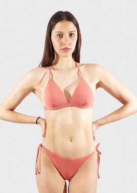 gsecret - Γυναικείο set μαγιό μονόχρωμο bikini δετό κανονική γραμμή. Καλύπτει B CUP. COPPER