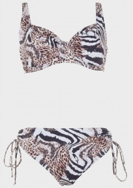 Σετ bikini animal print με μπανέλα.Καλύπτει D-E Cup ANIMAL