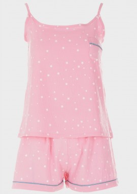 gsecret - Γυναικείο baby doll μπροστινό τσεπάκι all print stars.Homewear Collection ΡΟΖ