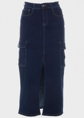 gsecret - Γυναικεία μακριά jean cargo φούστα. Denim Collection JEAN