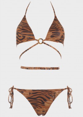 gsecret - Σετ bikini τριγωνάκι animal print .Καλύπτει B Cup COPPER