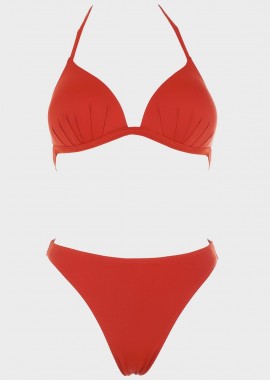 Σετ μαγιό bikini τριγωνάκι μονόχρωμο push up ενίσχυση.Καλύπτει C-D Cup COPPER