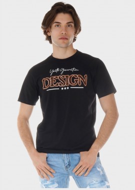 gsecret - Ανδρική μπλούζα με στάμπα σε Oversize γραμμή. ΜΑΥΡΟ