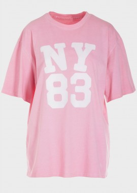 Τshirt γυναικείο με στάμπα ΝΥ ΡΟΖ