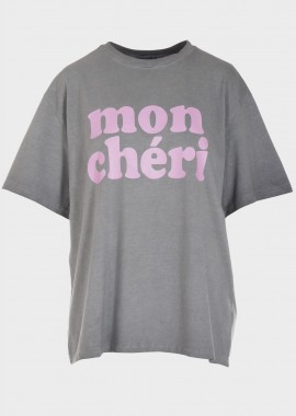 gsecret - Γυναικείο tshirt με στάμπα mon cheri ΓΚΡΙ