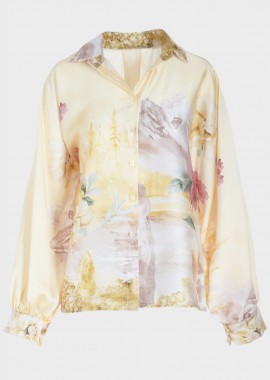 Πουκάμισο σατέν floral ΚΙΤΡΙΝΟ