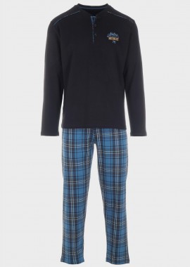 Ανδρική πιτζάμα Athletic πατιλέτα all print παντελόνι ΜΑΥΡΟ