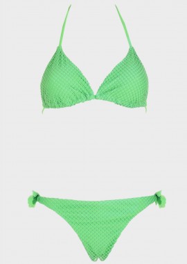 gsecret - Σετ bikini τριγωνάκι μονόχρωμο με ελαστικό δίχτυ. Καλύπτει B Cup ΠΡΑΣΙΝΟ