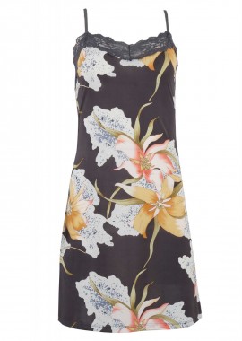 Γυναικείο νυχτίκο fuanna all print floral. Elegant style ΑΝΘΡΑΚΙ