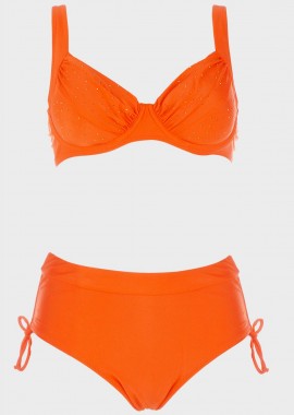 gsecret - Bikini με στράς μονόχρωμο.Καλύπτει C-D Cup ΠΟΡΤΟΚΑΛΙ