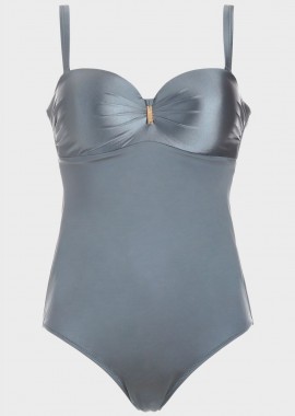 Ολόσωμο μαγιο μεταλιζέ strapless. Καλύπτει C-D Cup ΓΚΡΙ