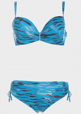 gsecret - Σετ bikini animal print λεπτομέρειες stras. Καλύπτει D Cup ΜΠΛΕ