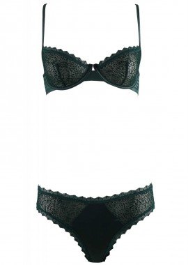 gsecret - Set σουτιέν balconette-half χωρίς ενίσχυση & slip-brazilianne. Καλύπτει B cup. ΠΡΑΣΙΝΟ