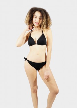gsecret - Γυναικείο set μαγιό μονόχρωμο δετό ενσωματωμένη ενίσχυση cup B & C. ΜΑΥΡΟ
