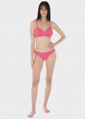 gsecret - Γυναικείο σετ μαγιό bikini τριγωνάκι ανάγλυφες ρίγες push up ενίσχυση παρτό slip.Καλύπτει B Cup ΡΟΖ