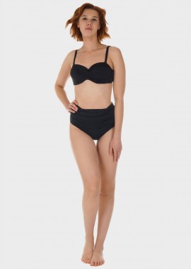 gsecret - Γυναικείο σετ μαγιό bikini μονόχρωμο ενσωματωμένη επένδυση δυνατότητα strapless slip ψηλόμεσο.Καλύπτει C CUP ΜΑΥΡΟ