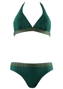 gsecret - Σέτ μαγιό τρίγωνο αποσπώμενη ενίσχυση bikini παρτό. Καλύπτει B cup. ΠΡΑΣΙΝΟ