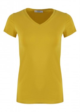 Γυναίκειο μπλουζάκι με V Basic ΚΙΤΡΙΝΟ