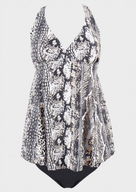 gsecret - Γυναικείο tankini all print αποσπώμενη ενίσχυση ρυθμιζόμενη τιράντα. D-E CUP ANIMAL