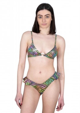 gsecret - Γυναικείο set μαγιό τρίγωνο Bikini braziliane με βολάν. Καλύπτει A & B cup. ΧΑΚΙ