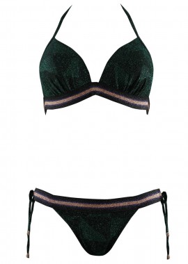 gsecret - Γυναικείο μαγιό τρίγωνο ενίσχυση bikini δετό παρτό. Καλύπτει B & C cup. ΠΡΑΣΙΝΟ