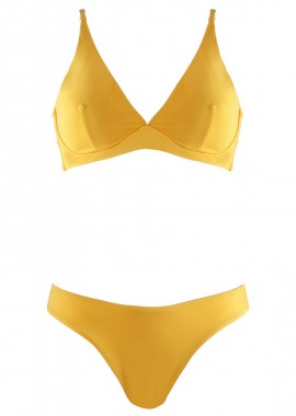 gsecret - Σέτ μαγιό φαρδύ ενισχυμένο τρίγωνο bikini κανονική γραμμή. Καλύπτει B & C Cup. ΚΙΤΡΙΝΟ