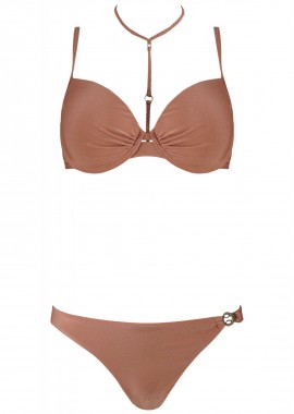 gsecret - Σέτ μαγιό επένδυση bikini κανονική γραμμή D Cup.Αποσπώμενο κορδόνι λαιμού. NUDE