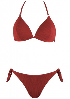 Σέτ μαγιό τρίγωνο σταθερή ενίσχυση bikini δετό παρτό. Καλύπτει B & C Cup. COPPER