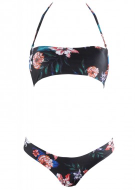 gsecret - Σέτ μαγιό strapless ελαφριά ενίσχυση bikini brazil. Καλύπτει B Cup ΜΑΥΡΟ