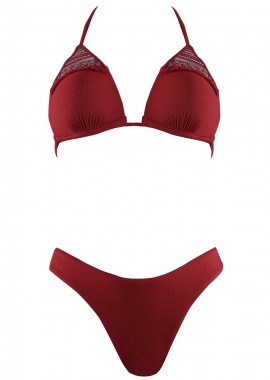 Σέτ μαγιό ενισχυμένο τρίγωνο bikini κανονική γραμμή. Καλύπτει B cup ΜΠΟΡΝΤΩ