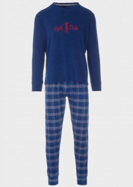 Ανδρική πιτζάμα Polo Club καρό παντελόνι ΜΠΛΕ