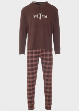 Ανδρική πιτζάμα τσεπάκι καρό παντελόνι ΚΑΦΕ