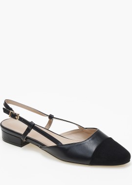 Εξώφτερνα χαμηλά γοβάκια με διχρωμία - Μαύρο