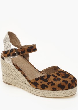 Γυναικείες εσπαντρίγιες πλατφόρμες με μπαρέτα - Λεοπάρ