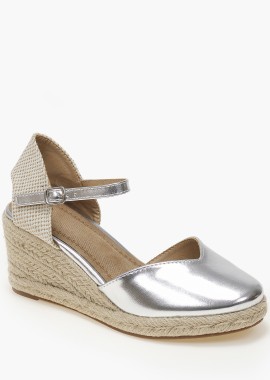 Γυναικείες εσπαντρίγιες πλατφόρμες με μπαρέτα - Ασημί