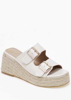 Ανοιχτές εσπαντρίγιες πλατφόρμες με ρυθμιζόμενα ζωνάκια - Μπεζ