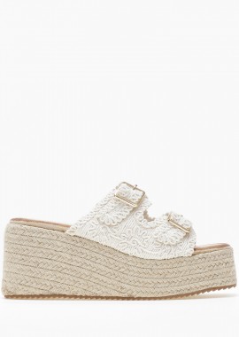 Εξώφτερνες εσπαντρίγιες πλατφόρμες με πλεκτό σχέδιο - Μπεζ