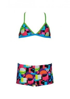 GIRLS` MARBLE JR HALTERNECK SWIM SUIT ΜΑΥΡΟ