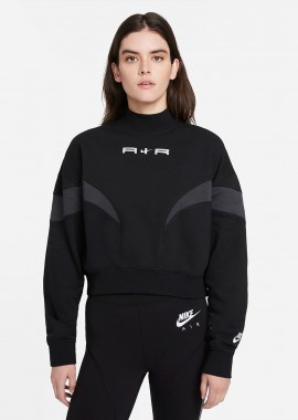 NIKE AIR MOCK FLEECE LONG SLEEVE TOP ΜΑΥΡΟ