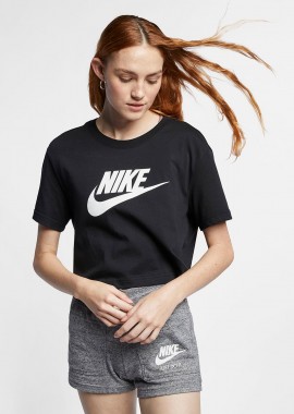 NIKE SPORTSWEAR ESSENTIAL CROPPED TEE ΜΑΥΡΟ