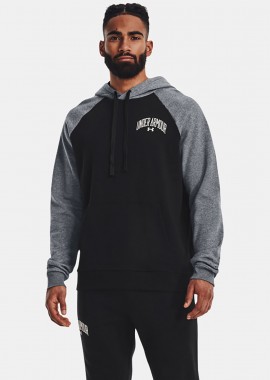 UA RIVAL FLEECE WORDMARK COLORBLOCK HOODIE ΜΑΥΡΟ