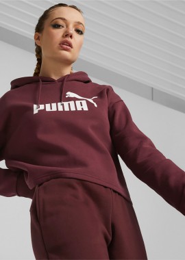 PUMA ESSENTIALS CROPPED LOGO HOODIE ΚΟΚΚΙΝΟ