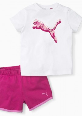 PUMA MINICATS ALPHA SHORT SET ΑΣΠΡΟ