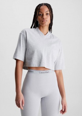 CALVIN KLEIN CROPPED GYM T-SHIRT ΓΚΡΙ