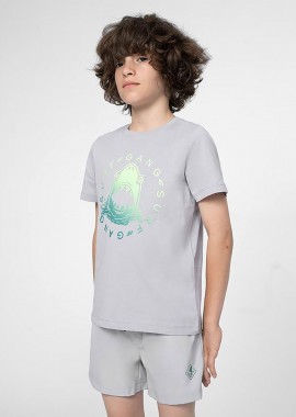 4F BOYS' PRINTED T-SHIRT ΓΚΡΙ